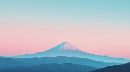 Fototapeta premium A solitary majestic mountain stands tall against a soft gradient sky, showcasing nature's minimalist beauty during early morning light, inviting reflection and calmness