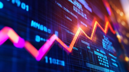 A market chart showcases a pronounced upward trend in financial data, highlighting increasing stock values amidst active trading on the exchange