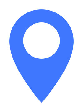 Simple blue location pin with a white circular center symbolizing a position or destination marker. Ideal for maps, navigation, travel, location services, and mobile apps.