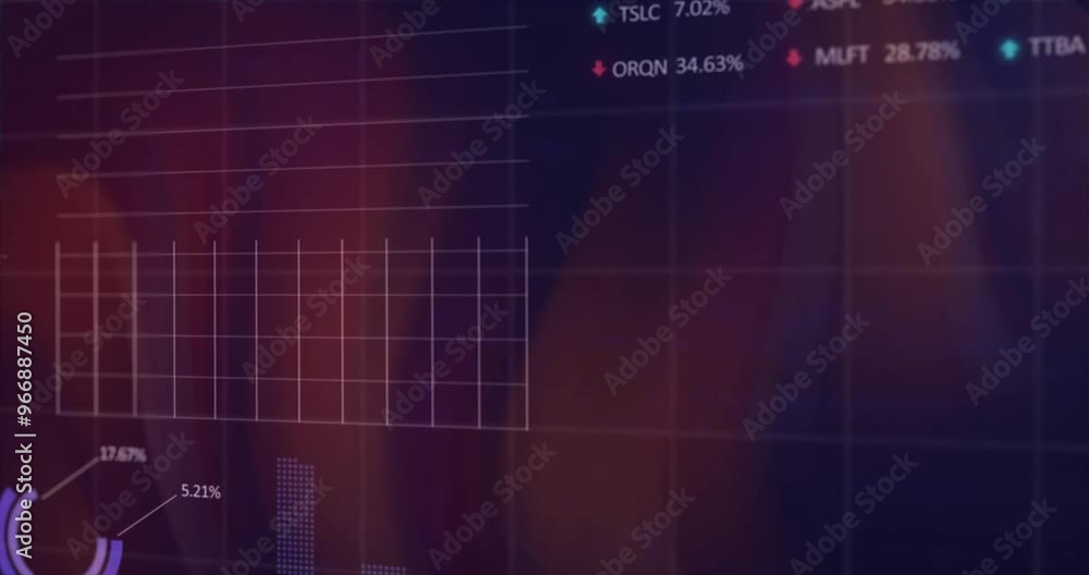 Poster animation of data processing and diagrams over black background
