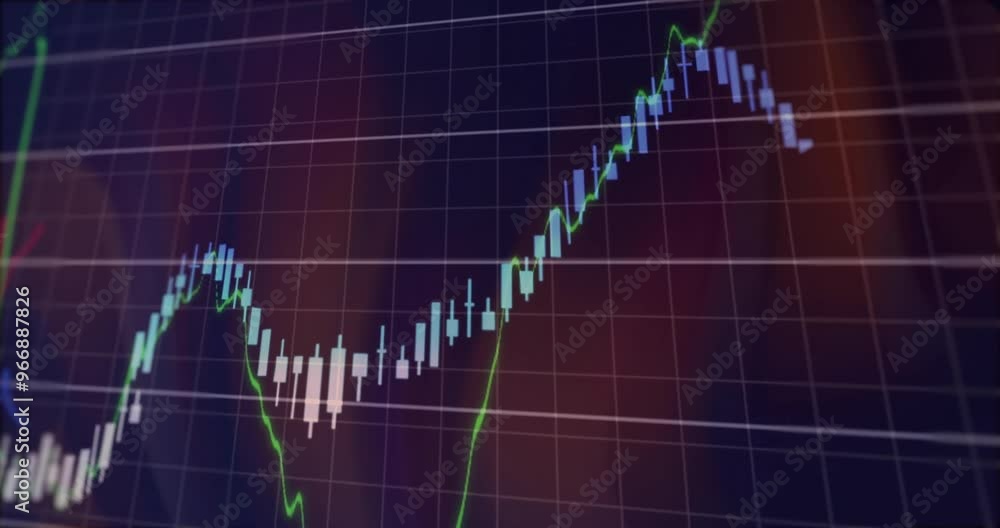 Poster Animation of data processing and diagrams over black background