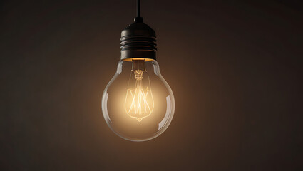 A minimal illustration of a single lightbulb hanging from the ceiling, with a gentle glow emanating...