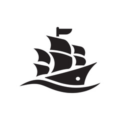 Ship icon design silhouette template illustration