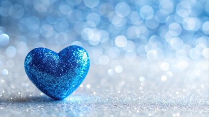 Fototapeta premium Small blue heart reflection on white background