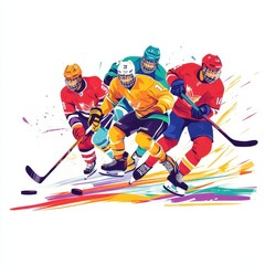 Dynamic illustration of hockey players in action, showcasing teamwork, competition, and the thrill of ice hockey.