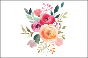Elegant Watercolor Floral Arrangement: Pink and Peach Roses for Wedding Invitations
Hand-Painted Watercolor Flower.