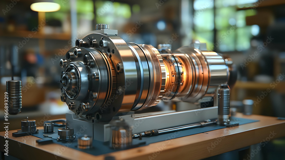 Poster a detailed mechanical component showcasing precision engineering and design.