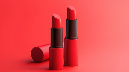 Detailed shot of lipstick packaging with a bold, matte finish, no branding, focus on the product design, no people.