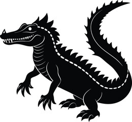 black crocodile vector illustration silhouette, Print