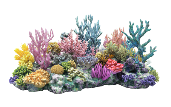 3d model of coral reef on white background,png - Powered by Adobe