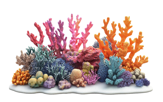 3d model of coral reef on white background,png