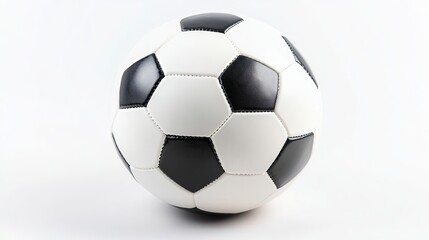 Fototapeta premium A soccer ball against a white background, used as equipment for football matches and competitions to determine the winner of the World Cup.