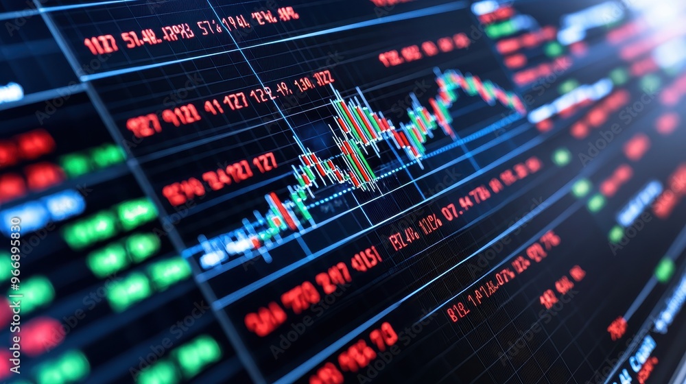 Aufkleber stock market data display with candlestick chart and numbers