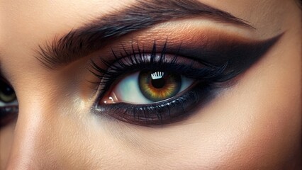 Obraz premium A striking gaze unfolds, smoke and shadows dancing across the lid as a false lash frames the eye,