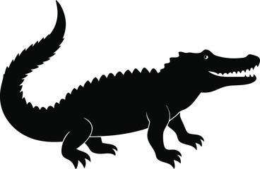 Obraz premium black crocodile vector illustration silhouette, Print