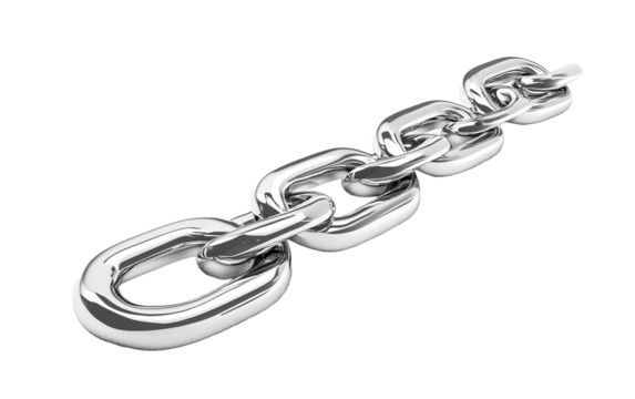 3d render realistic chain on white background,png