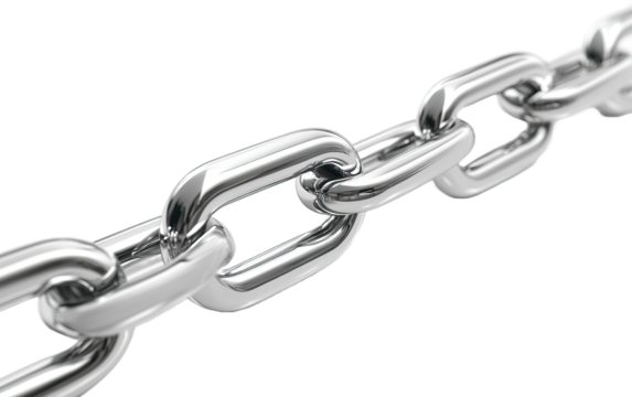 3d render realistic chain on white background,png