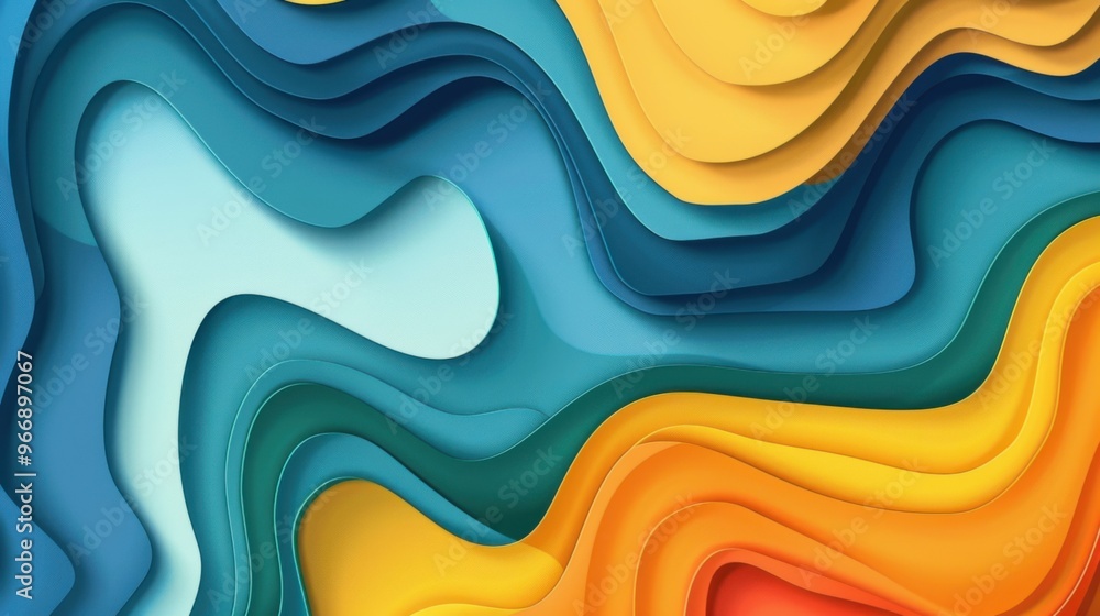 Poster layered waves and curves pattern abstract background