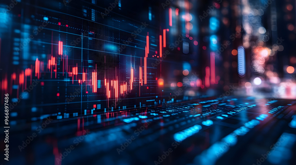 Aufkleber a digital representation of financial data with vibrant charts and graphs.