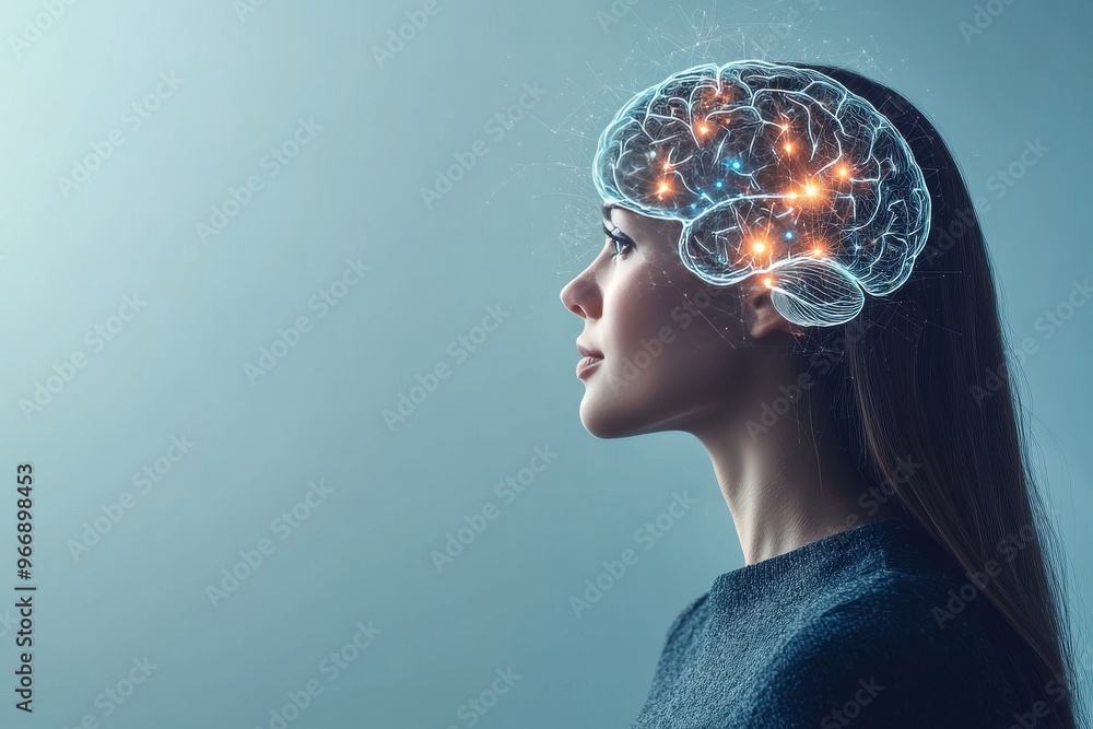 Poster functional connectivity brain circuitry and neural transmission profile of woman with glowing brain 