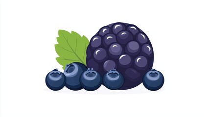 Fresh Blueberries and Blackberries Illustration