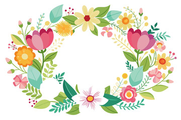 Colorful floral border with pink, yellow, and orange flowers.