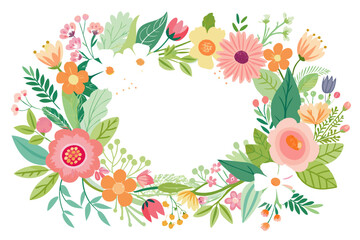 A colorful floral arrangement with orange, pink, and white flowers, green leaves, and a white background.