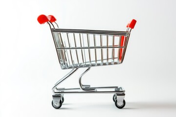 Shopping cart isolated in white background, copy-space with generative ai