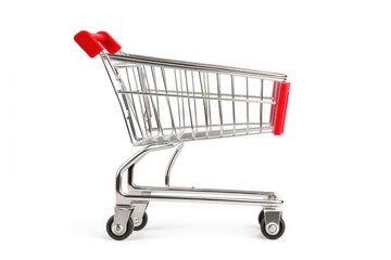 Shopping cart isolated in white background, copy-space with generative ai