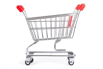 Shopping cart isolated in white background, copy-space with generative ai