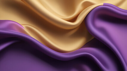 Obraz premium Abstract Background with Bright Gold and Purple Wave Silk Fabric
