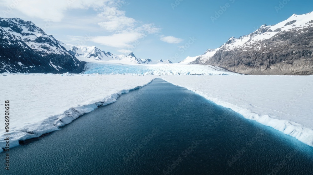 Wall mural captivating time lapse of glacier movement and melting showcasing the profound impact of climate cha