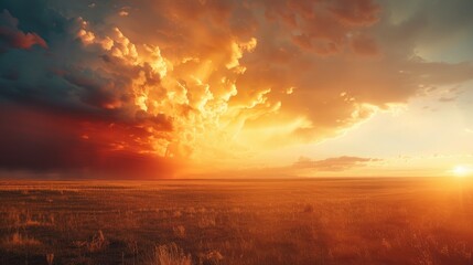 Fototapeta premium Supercell Thunderstorm Spinning Swiftly Across Open Lands