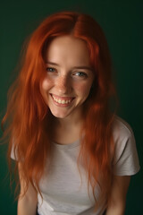 Fototapeta premium portrait of a red-haired young woman with freckles