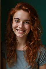 Naklejka premium portrait of a red-haired young woman with freckles