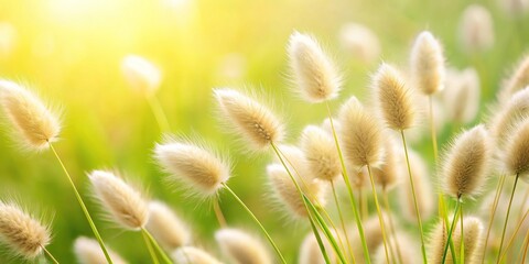 Obraz premium Soft hued bunny tail grass on clean background aerial