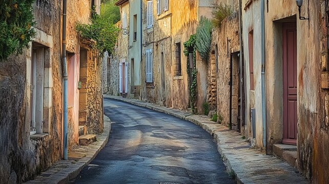 Fototapeta A view of a charming street in the small town of La Roquebrussane, located in the Var department, Provence region of France.