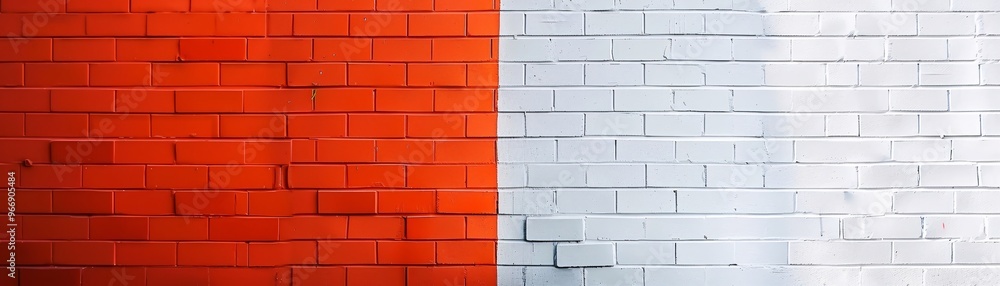 Poster a painted cinder block wall with a uniform texture, creating a simple and clean background with spac