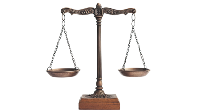 Scales of justice on a transparent background