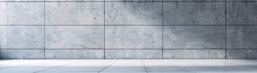 Naklejka premium A modern concrete wall with a polished finish, offering an industrial and sleek background with abundant copy space.