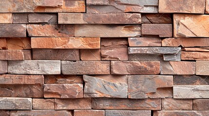 A close-up of a rustic brick wall texture with varying shades of red and brown, providing an earthy and warm background with ample copy space.