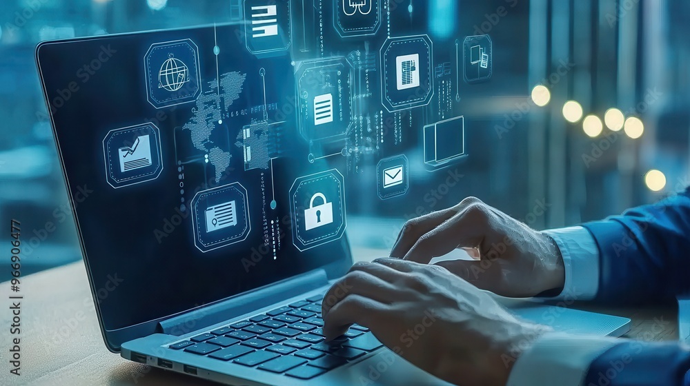 Poster cyber security data protection digital security online privacy secure network