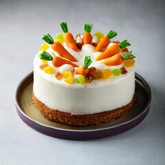 White carrot cake topped with candied fruit