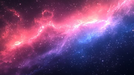 Obraz premium A vibrant nebula with pink and blue hues, scattered with twinkling stars against a dark background.