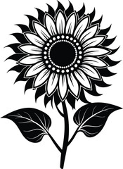 black sunflower vector illustration silhouette, Print