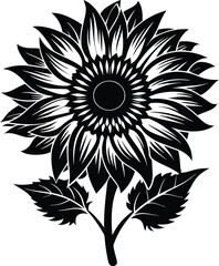 Fototapeta premium black sunflower vector illustration silhouette, Print