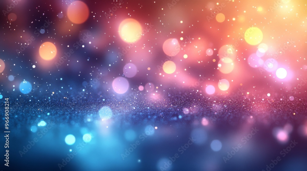 Poster abstract colorful bokeh with glitter texture