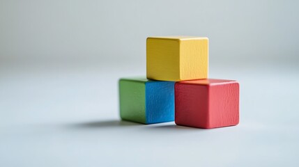 Obraz premium Stacked Colorful Wooden Blocks on White Background