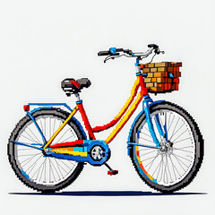 Fototapeta premium Illustration of Pixel art Bicycle on white background.