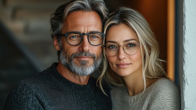 Attractive couple smiling and posing for the camera